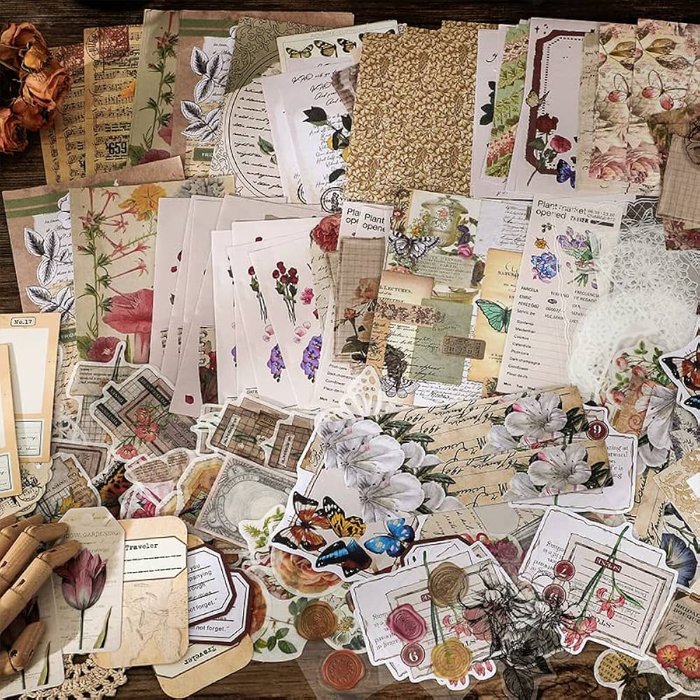 Amazon.com: BLEDS 400PCS Vintage Journaling Supplies Pack